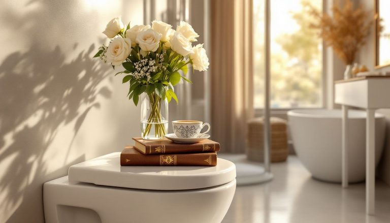 Un bidet au design moderne se fond dans une salle de bains élégante, ornée de touches contemporaines.