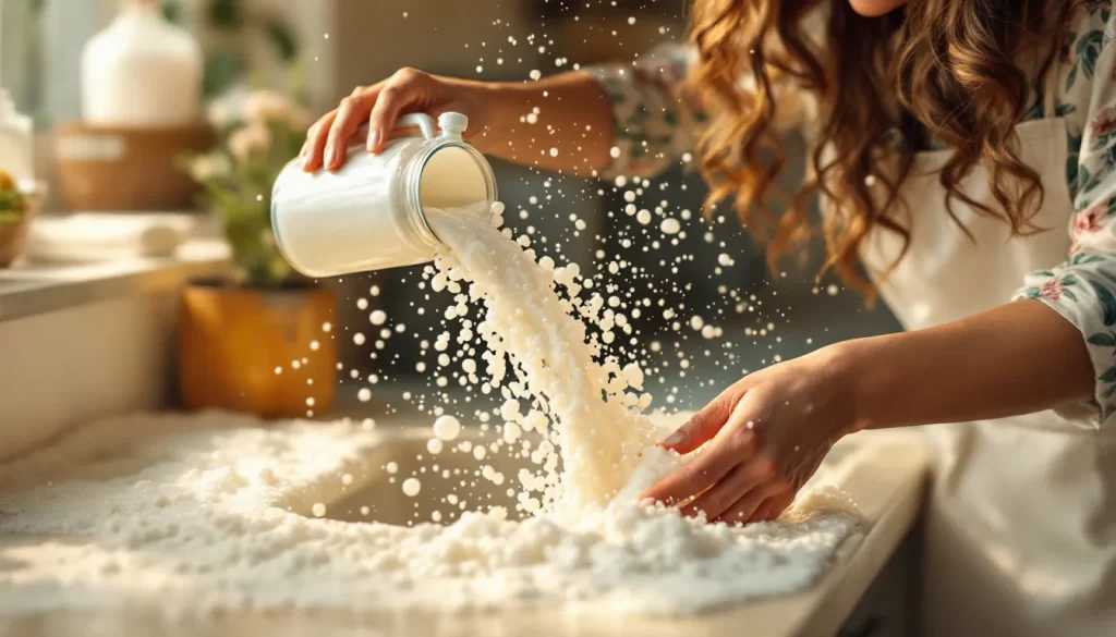 Préparation de solutions de nettoyage écologique à base de vinaigre et de bicarbonate de soude.