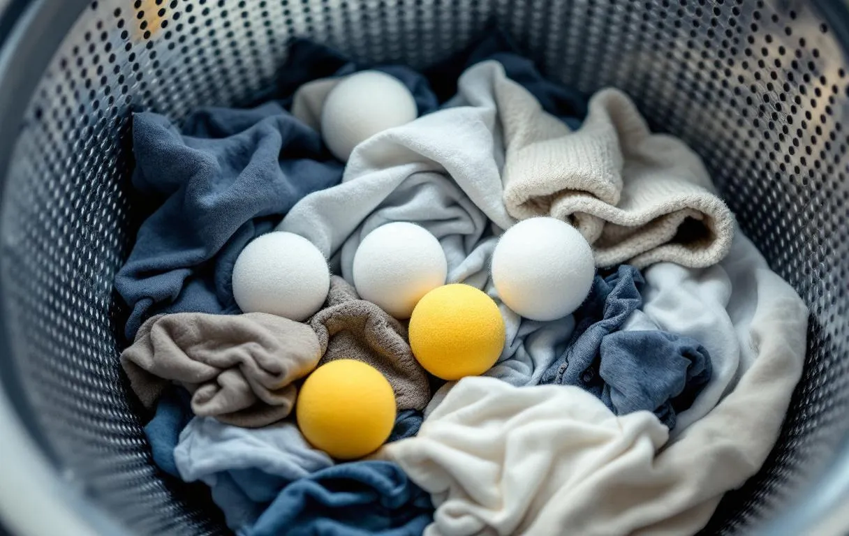 Plusieurs objets insolites sont placés à l’intérieur d’un sèche-linge.